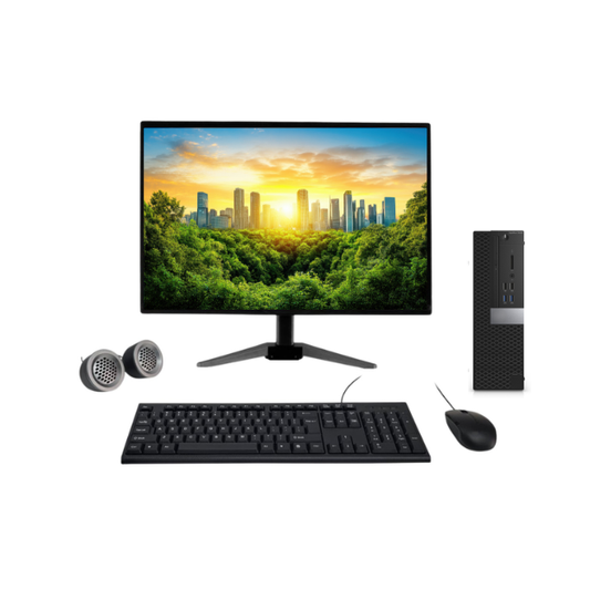 Dell OptiPlex 3046 SFF PC All-in-One Desktop Computer Set | Intel i7-6th Gen | 19" HD LCD Monitor| Wired KB & Mouse | Speakers | Wifi | Win 11 Pro | Refurbished