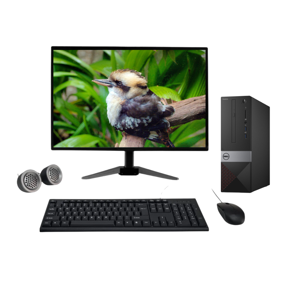 Dell Vostro SFF PC All-in-One Desktop Computer Set | Intel i3-7th Gen | 22" HD LCD Monitor| Wired KB & Mouse | Speakers | Wifi | Win 11 Pro | Refurbished