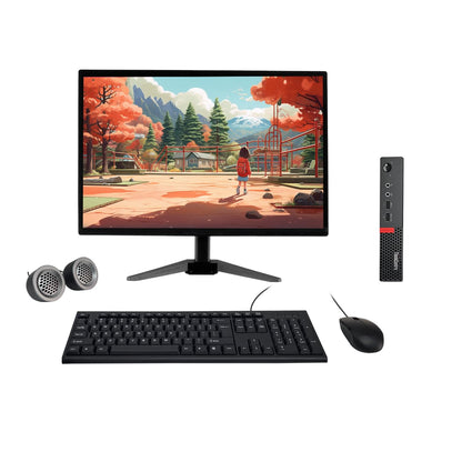 Lenovo ThinkCentre M710q All-in-One Desktop Computer Set | Intel i3 7th Gen | 22" HD Monitor | Win 11 Pro | Refurbished